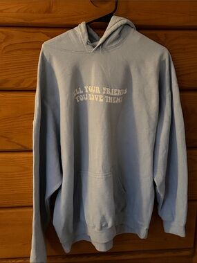 Light Blue Graphic Hoodie - Tell Your Friends Design